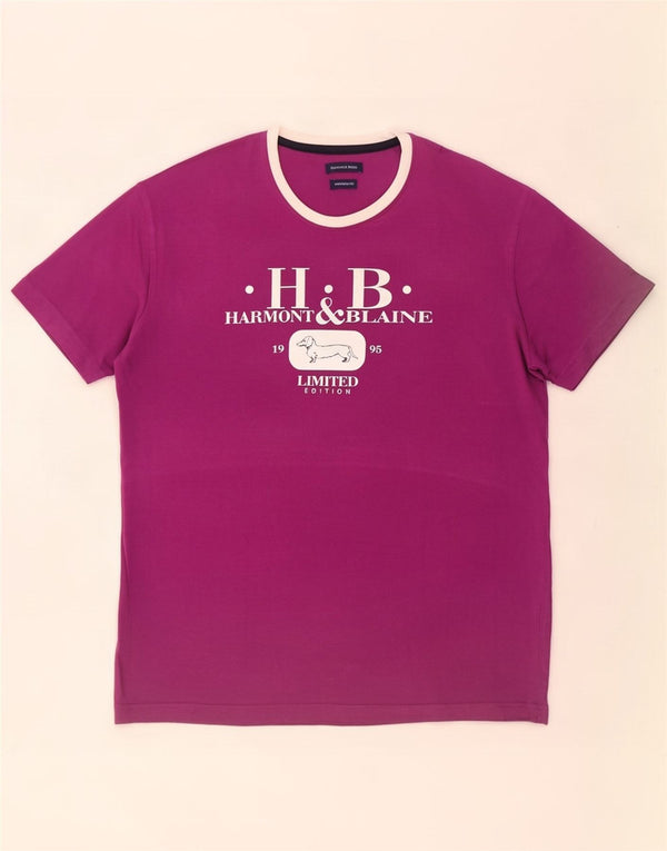 Tricou grafic Harmont & Blaine pentru bărbați, top XL, mov, bumbac