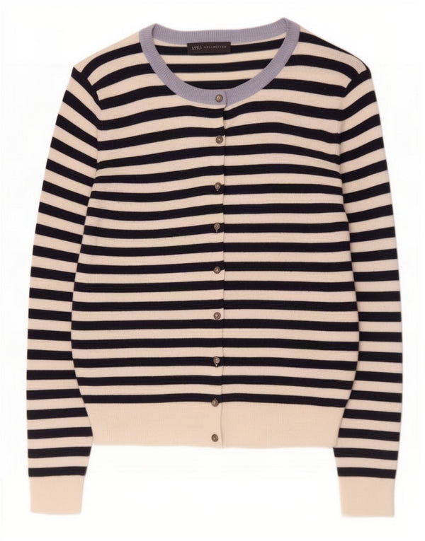 Pulover cardigan pentru femei Marks & Spencer UK 16, mare cu dungi albastre, viscoză