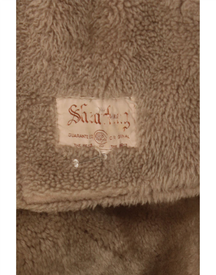 Jachetă vintage din shearling pentru femei IT 46 Large Beige Shearling