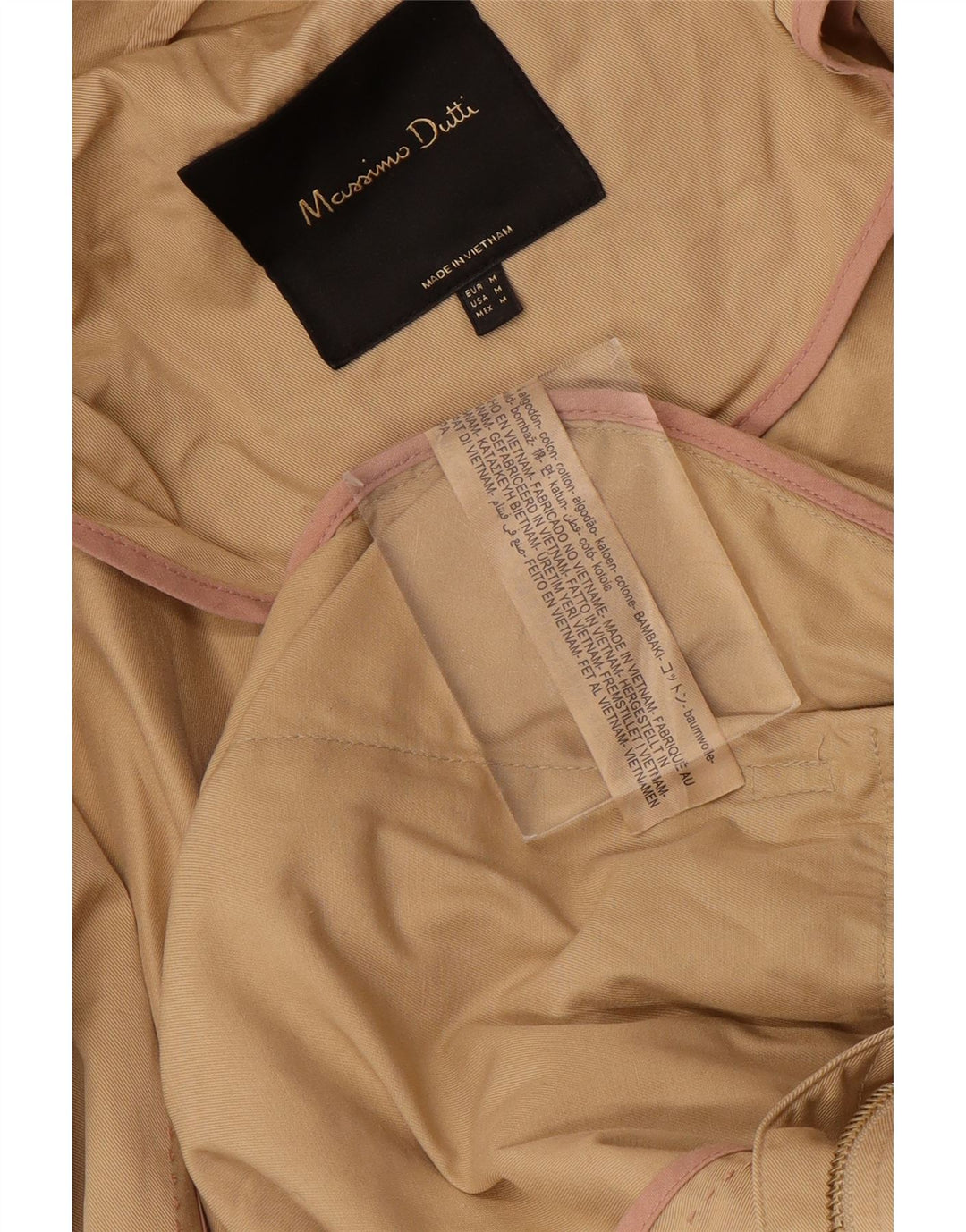 Jachetă parka cu glugă pentru femei MASSIMO DUTTI UK 14 bumbac mediu bej