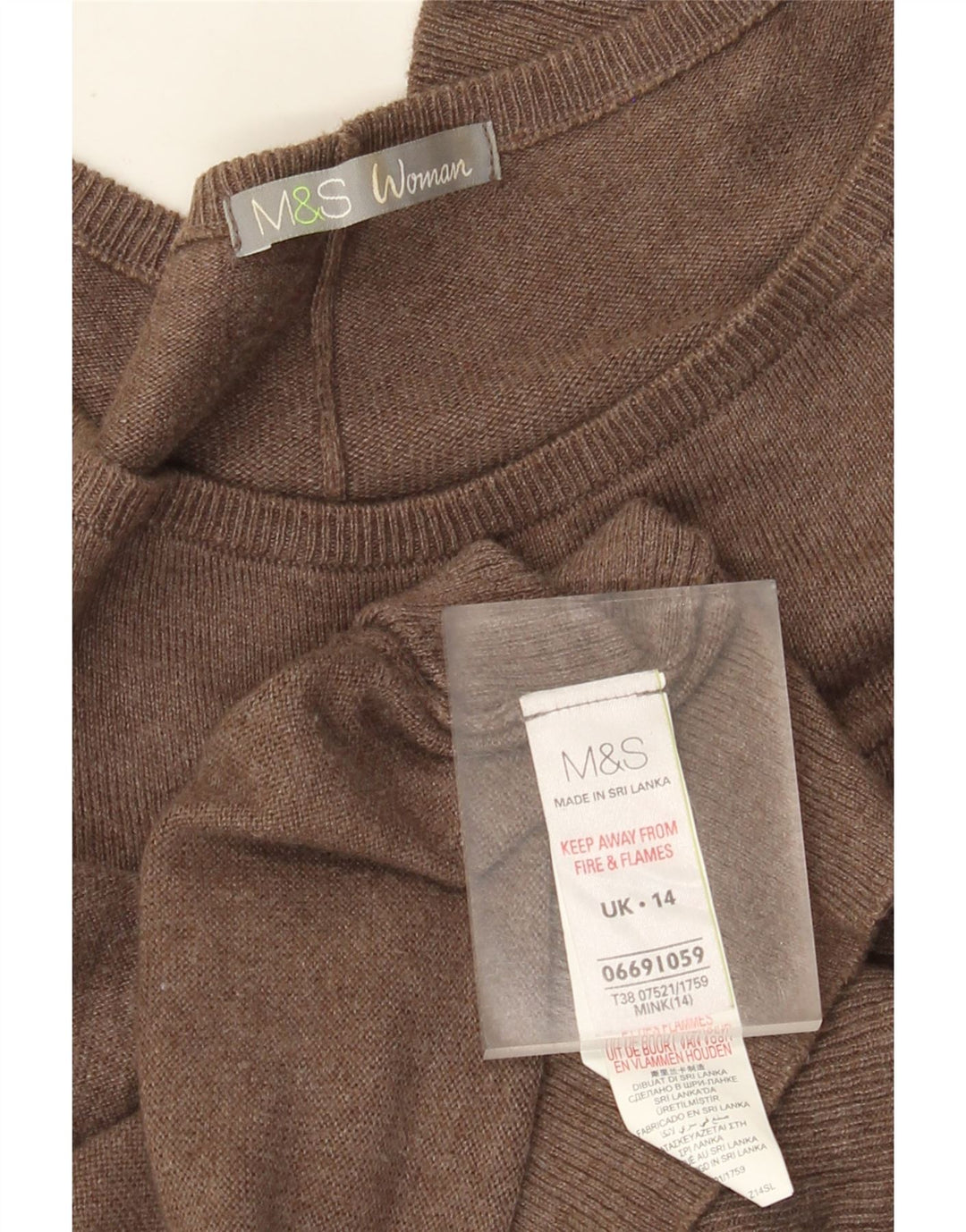 Rochie pulover pentru femei Marks & Spencer UK 14, bumbac maro mediu