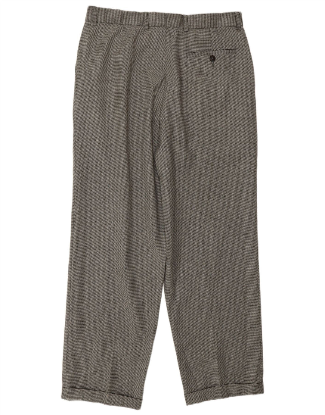 Pantaloni casual pentru bărbați Marks & Spencer L34 L31 Lână neagră cu picior de gală