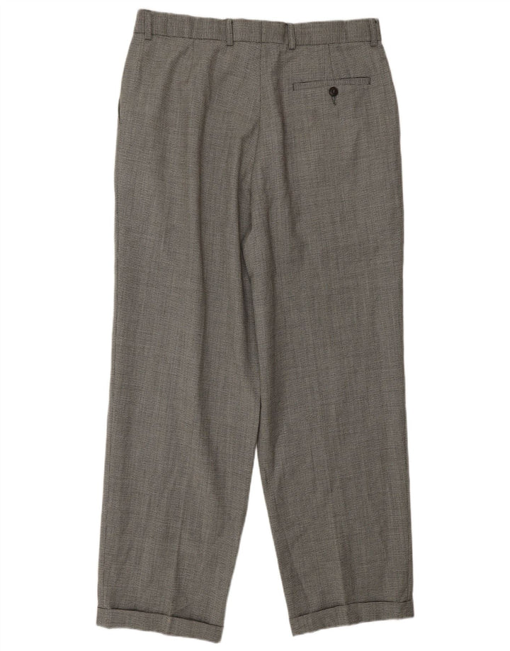 Pantaloni casual pentru bărbați Marks & Spencer L34 L31 Lână neagră cu picior de gală