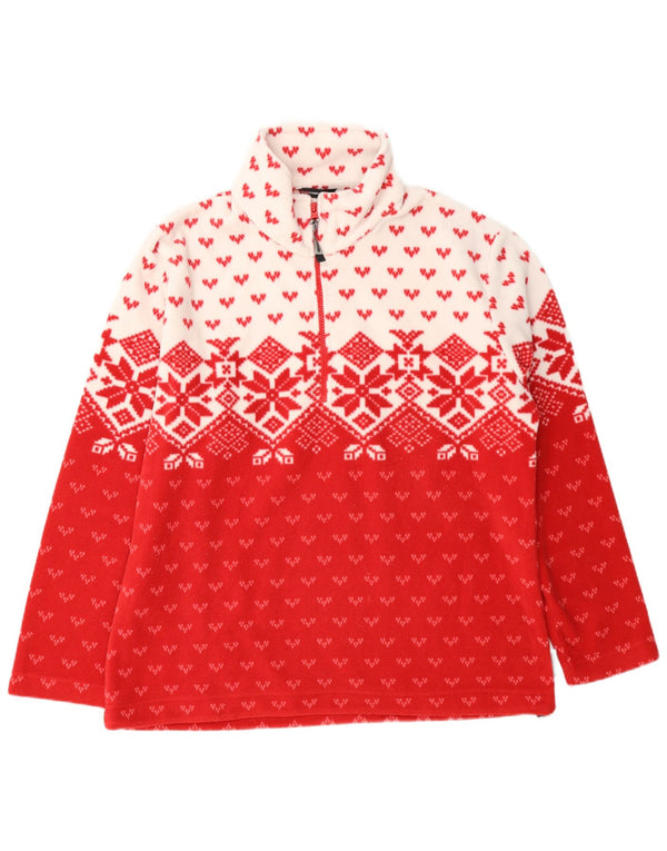 Jumper F.LLI Campagnolo pentru femei, cu fermoar și gât, din lână, Marea Britanie 18 XL, Roșu Fair Isle