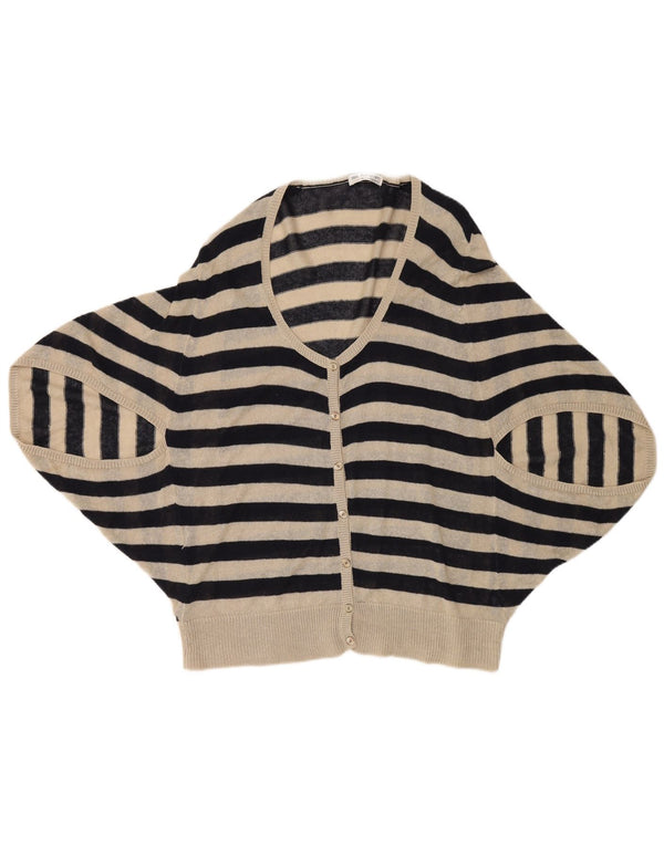 Pulover cardigan cu autograf pentru femei Marks & Spencer UK 16 mare, bej, cu dungi