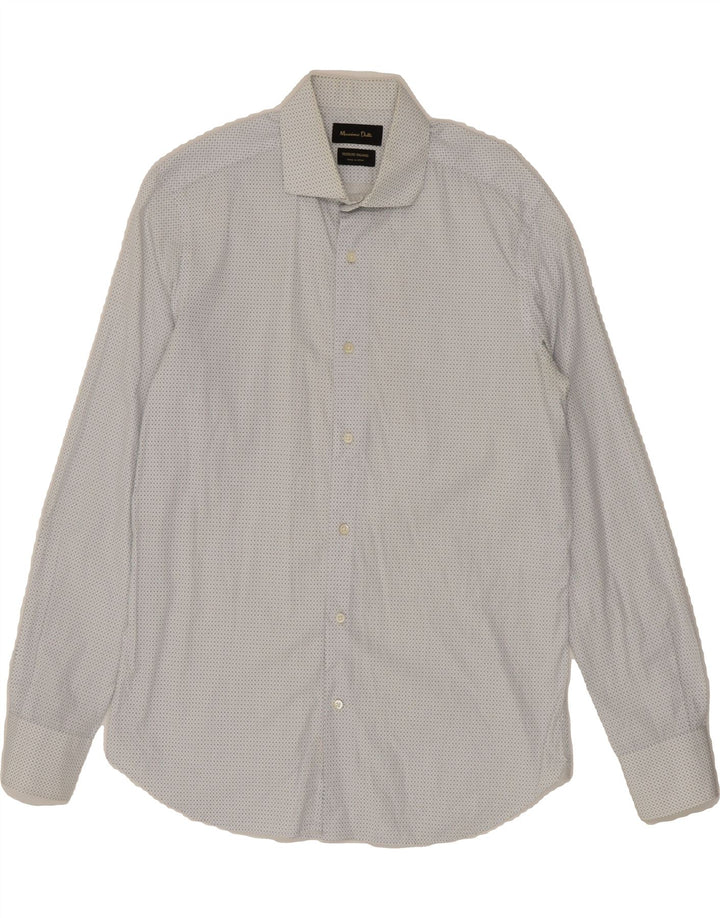 MASSIMO DUTTI Mens Shirt EU 40 Medium White Spotted Vintage Massimo Dutti and Second-Hand Massimo Dutti from Messina Hembry 