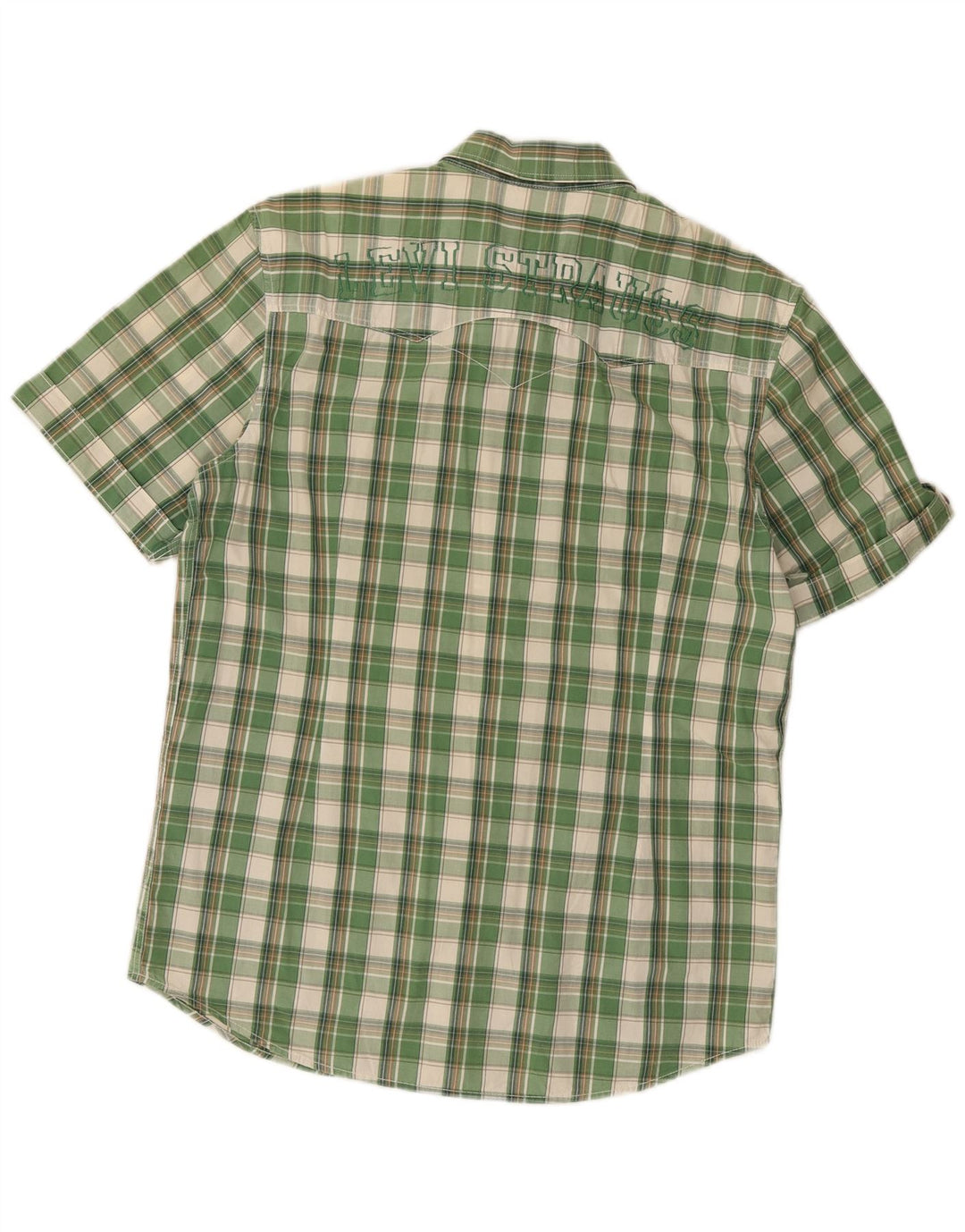 Cămașă cu mânecă scurtă cu grafică Levi's pentru bărbați, bumbac cu carouri mari, verde