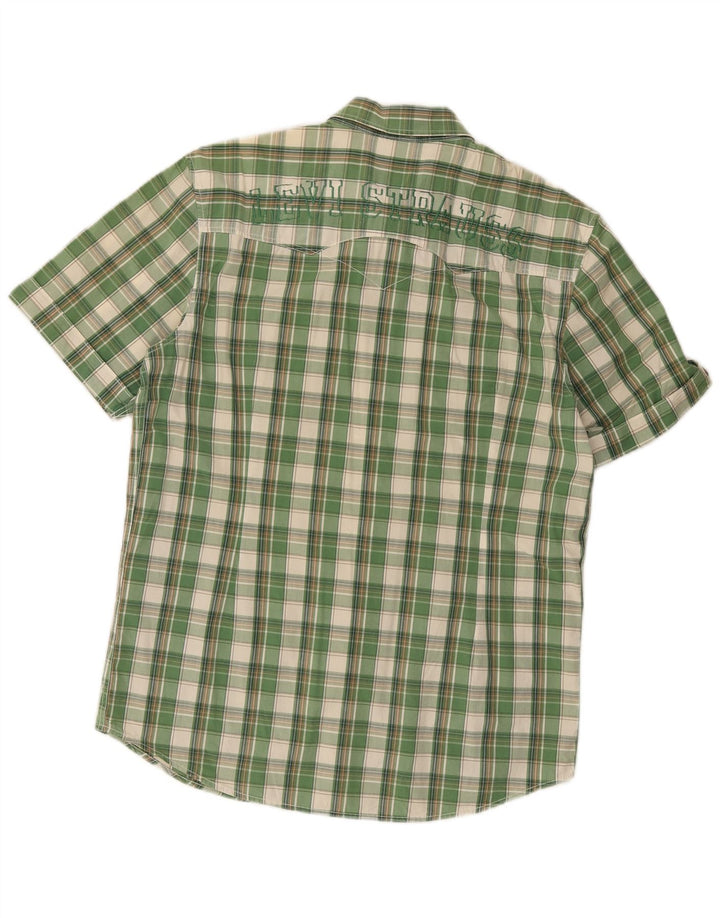 Cămașă cu mânecă scurtă cu grafică Levi's pentru bărbați, bumbac cu carouri mari, verde