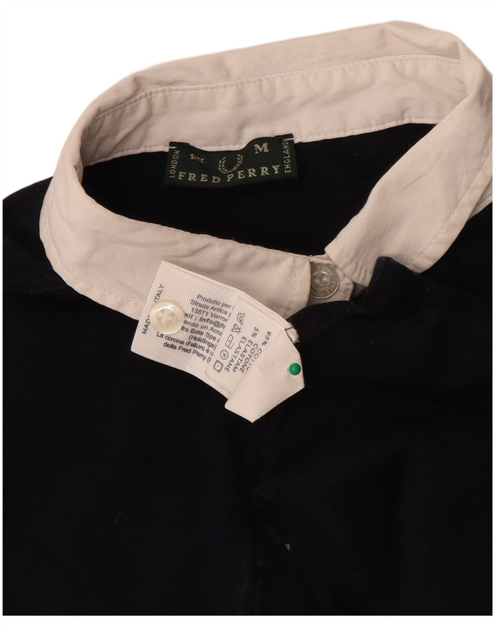 Fred Perry Tricou Polo Crop Rugby pentru femei UK 12 Medium Bluemarin Bumbac