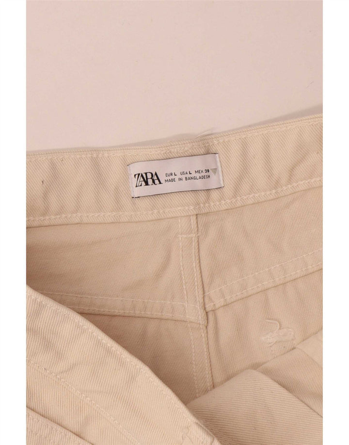 Fusta mini de blugi pentru femei Zara, mare W30, bumbac, bej