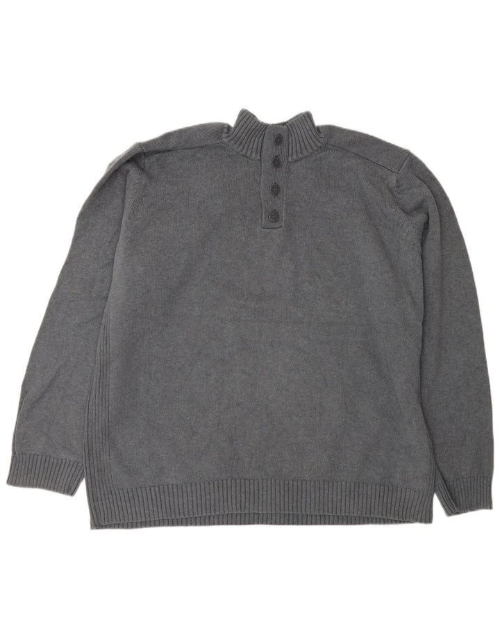 Marks & Spencer Pulover pentru bărbați, Blue Harbour, cu gât cu nasturi, 2XL, gri