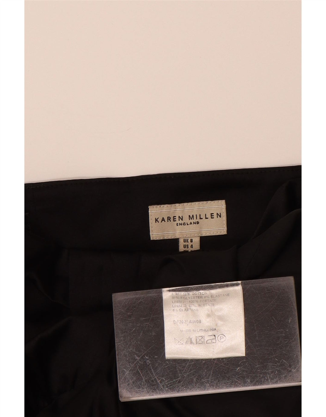 KAREN MILLEN Rochie fără bretele pentru femei cu volane în față UK 8 Bumbac negru mic