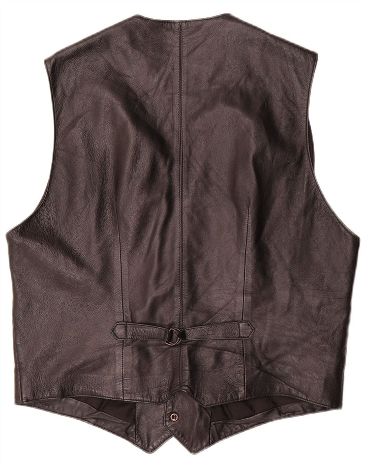 Vestă din piele vintage pentru bărbați IT 52, mare, neagră