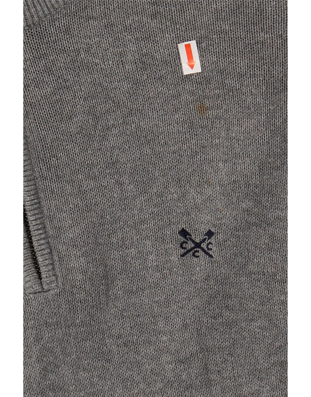 Crew Clothing Pulover pentru bărbați, cu fermoar, cu gât, bumbac mic, gri