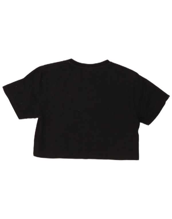 Tricou cu grafic crop Ellesse pentru femei Top UK 8 mic bumbac negru