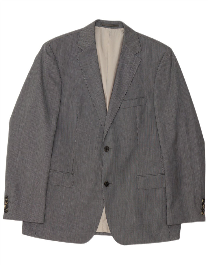 Blazer pentru bărbați Hugo Boss cu 2 nasturi EU 52 XL Lână virgină cu dungi gri