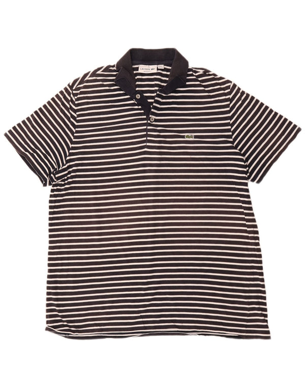 Tricou polo Lacoste pentru bărbați, cu formă regulată, mărimea 7 2XL, bumbac cu dungi bleumarin
