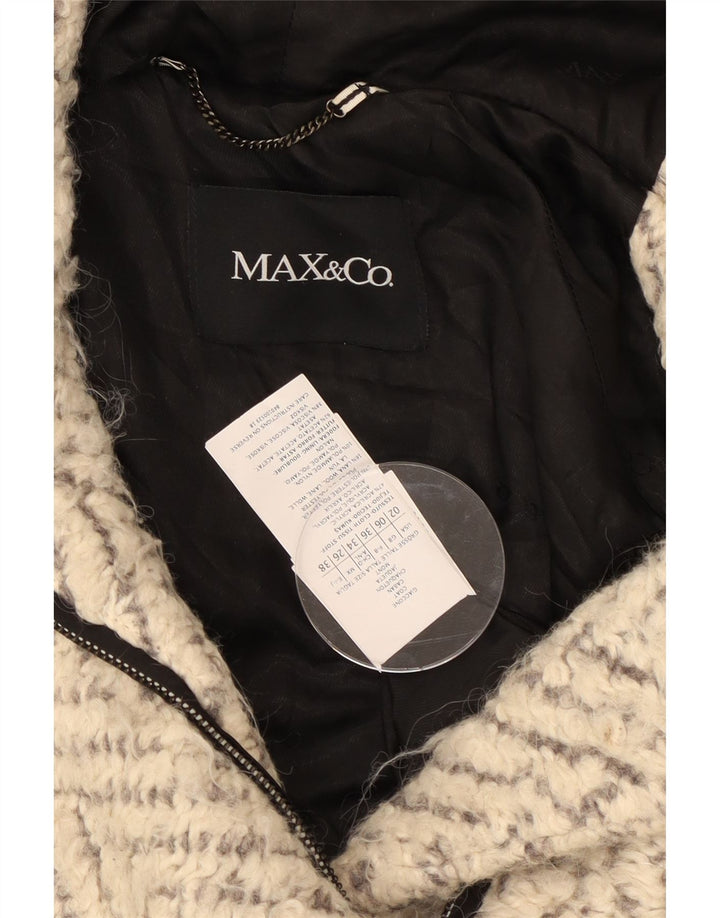 Max & Co. Pardesiu supradimensionat pentru femei cu glugă, UK 6 XS, alb, chevron