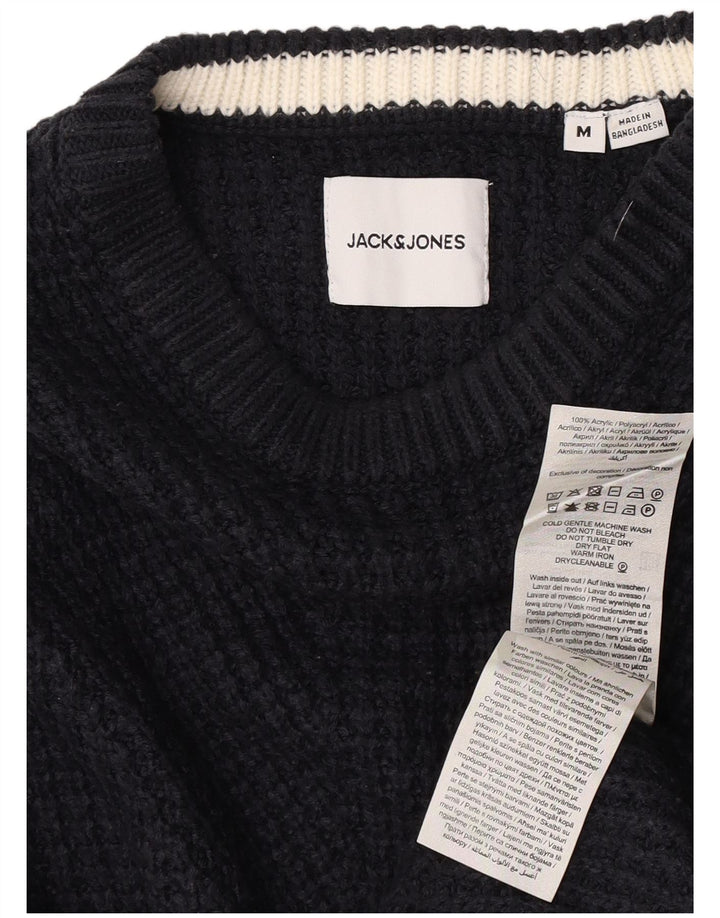 Pulover Jack & Jones pentru bărbați cu decolteu rotund, mediu acrilic, albastru bleumarin
