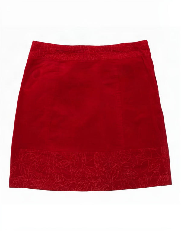 White Stuff Womens Velour Mini Fusta UK 10 Small W30 Red Floral Bumbac