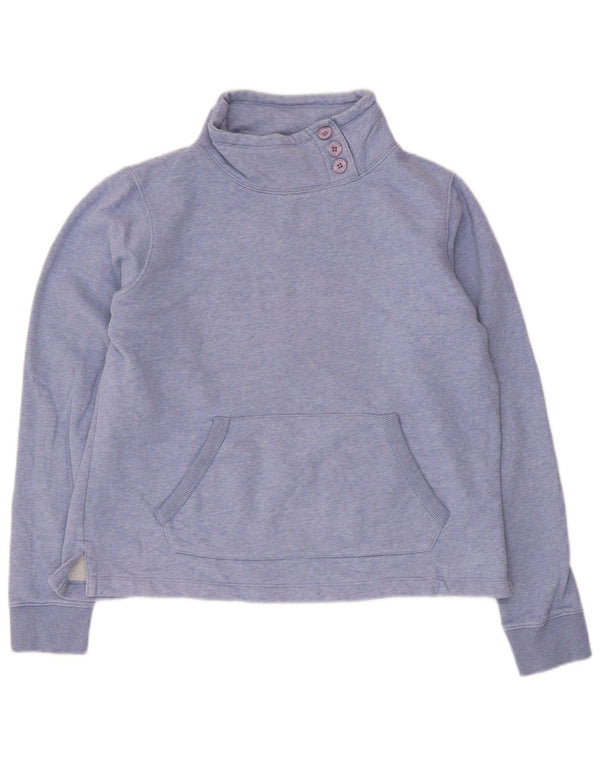 Fat Face Womens Button Neck Sweatshirt Jumper UK 12 Medium Blue Cotton