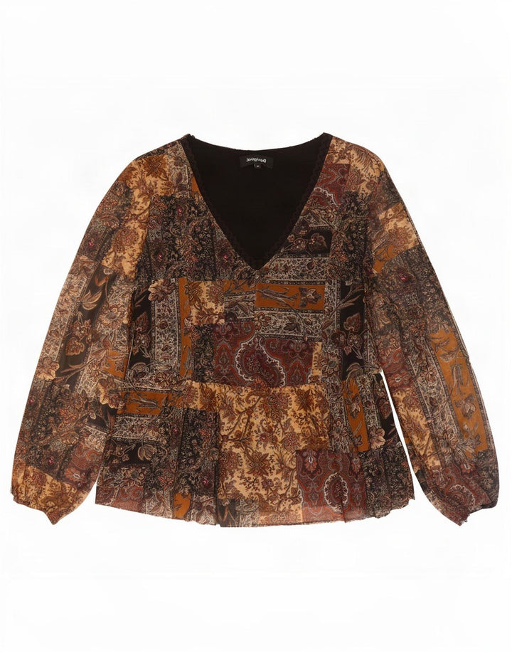 Bluză cu mânecă lungă pentru femei Desigual UK 14 Poliester Paisley maro mediu