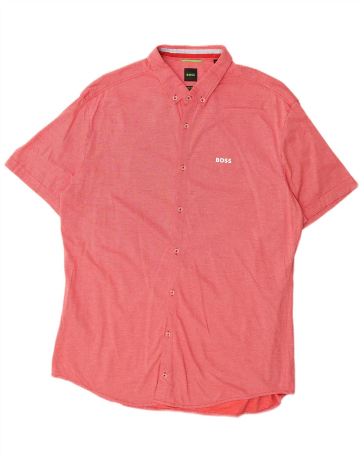 Cămașă Hugo Boss pentru bărbați, cu mânecă scurtă, cu mânecă scurtă, XL, roșu, bumbac