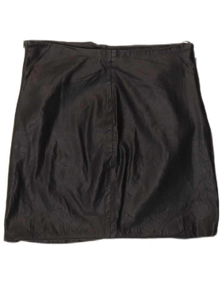 Fusta mini din piele artificială pentru femei Zara, mare W30, poliuretan negru