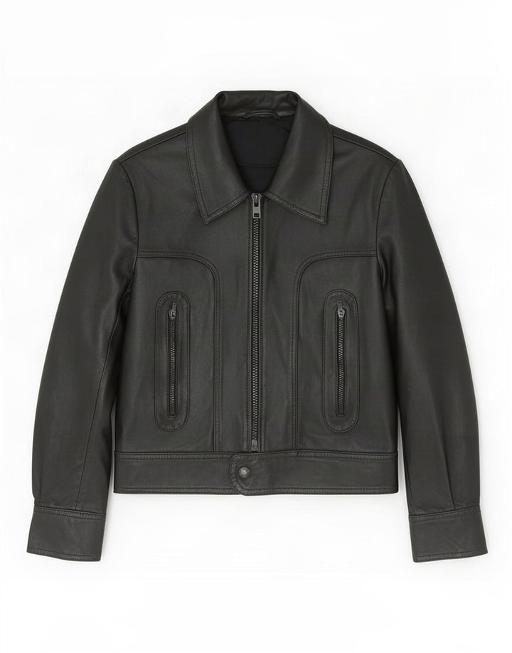 Jachetă de piele vintage pentru femei UK 10 Small Black