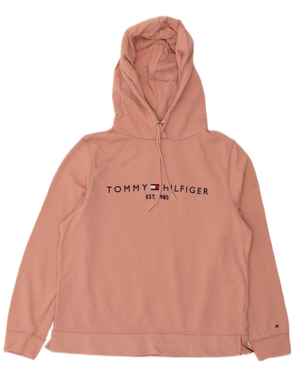 Pulover cu capota cu grafic Tommy Hilfiger pentru femei UK 16 mare bumbac roz