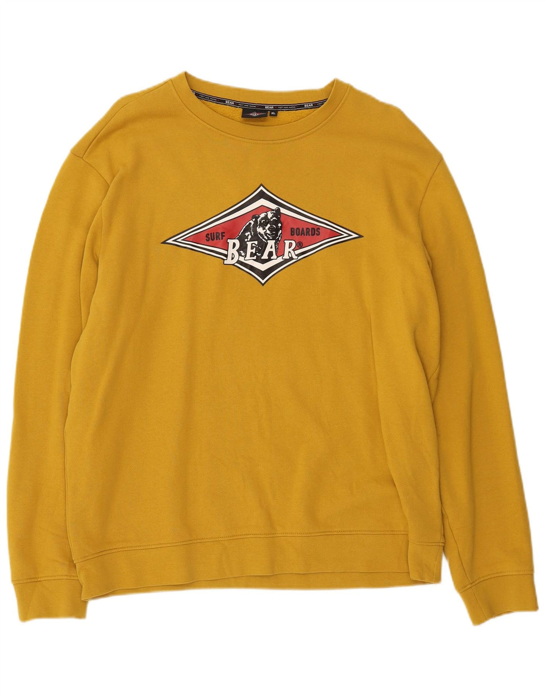 BEAR Mens Graphic Sweatshirt Jumper XL Yellow Cotton
