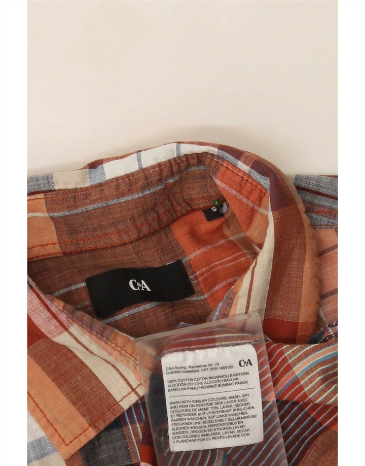 Cămașă cu mânecă scurtă pentru bărbați C & A, bumbac cu carouri multicolore