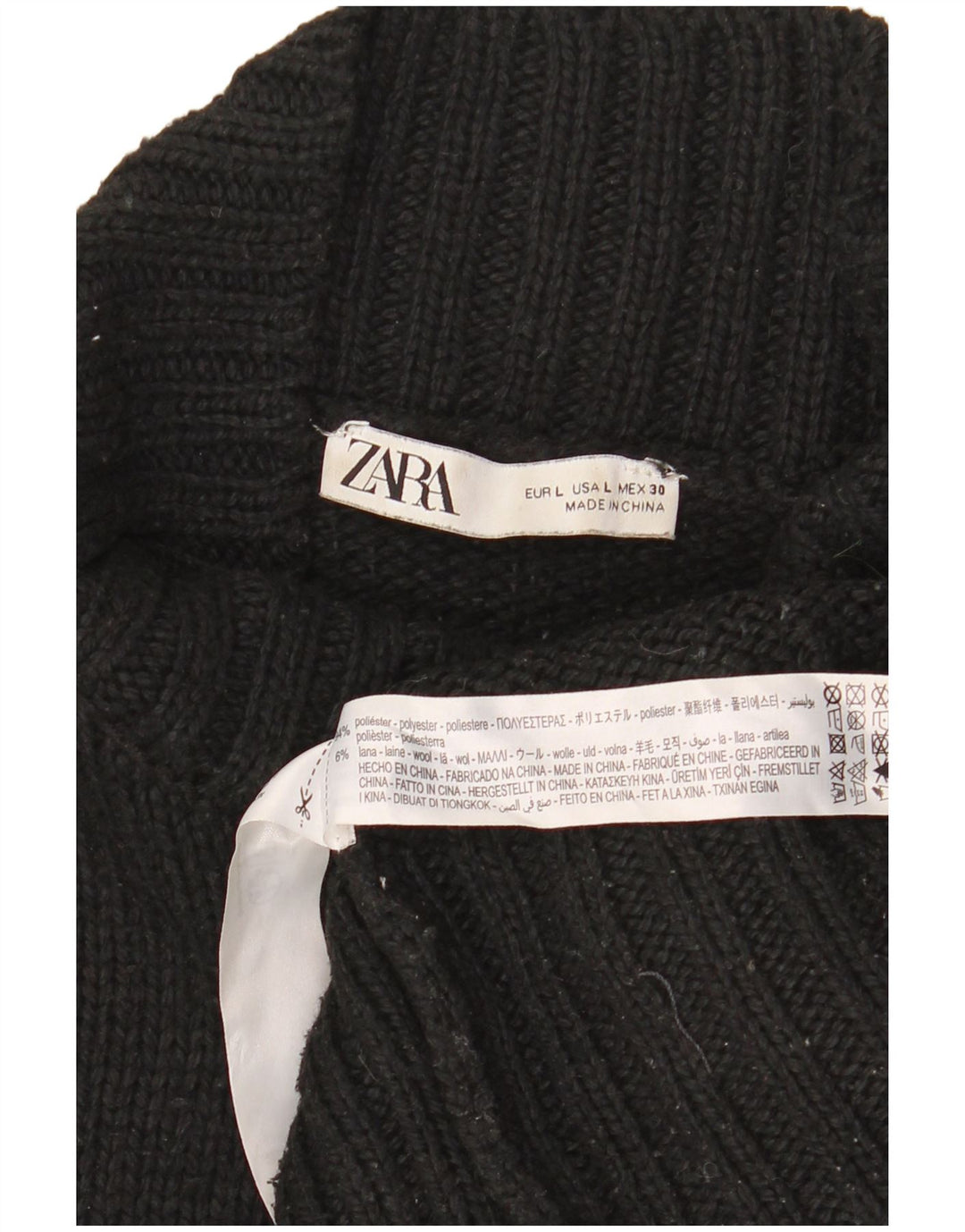 Pulover oversized cu gât țestoasă pentru femei Zara UK 16 mare negru