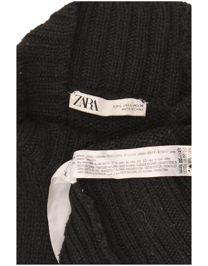 Pulover oversized cu gât țestoasă pentru femei Zara UK 16 mare negru