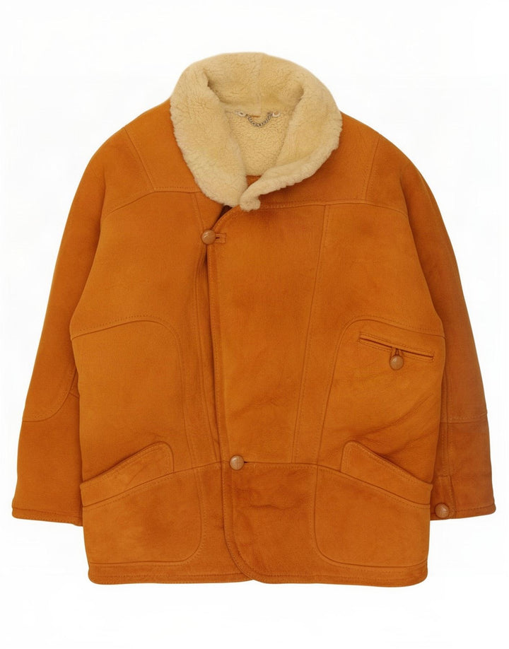 Jachetă vintage pentru bărbați din shearling IT 50 Large Beige