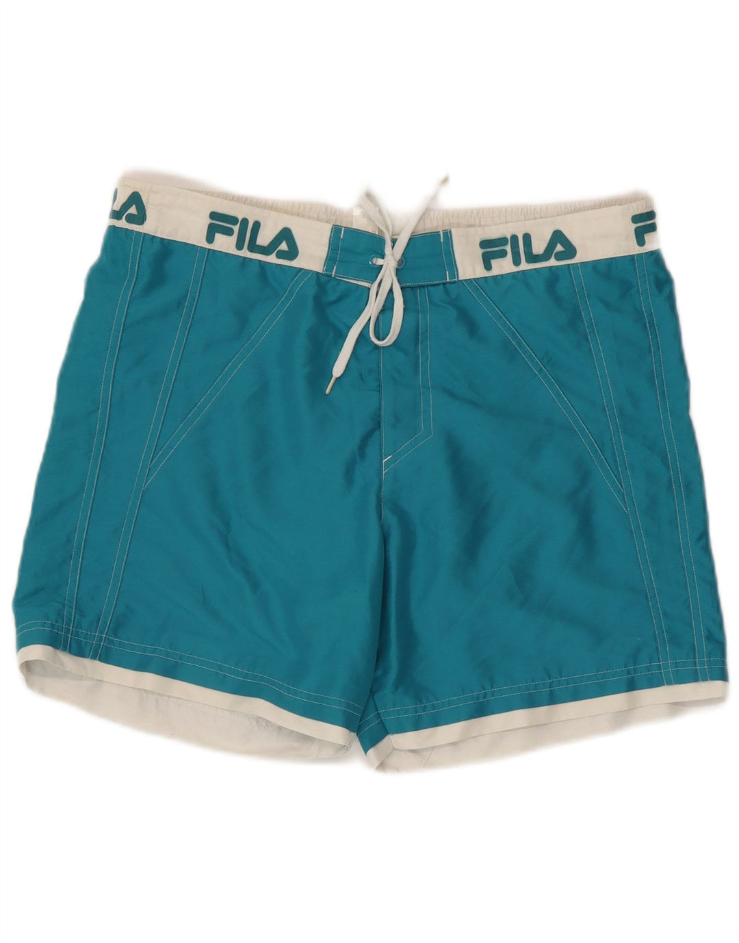 Pantaloni scurți de înot cu grafică Fila pentru bărbați, albastru mediu, poliester color bloc