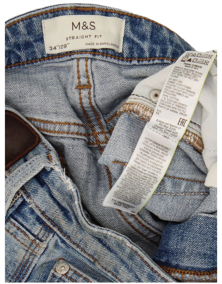 Pantaloni scurți din denim pentru bărbați Marks & Spencer W34, mare, albastru, bumbac