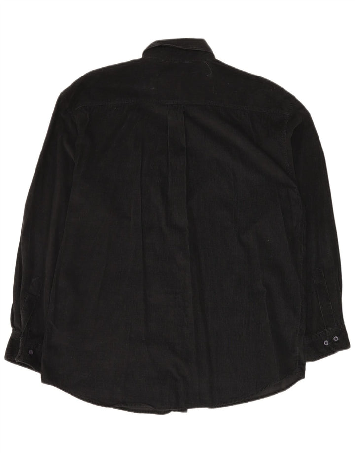 STONE HARBOR Cămașă pentru bărbați din velur, bumbac mediu negru