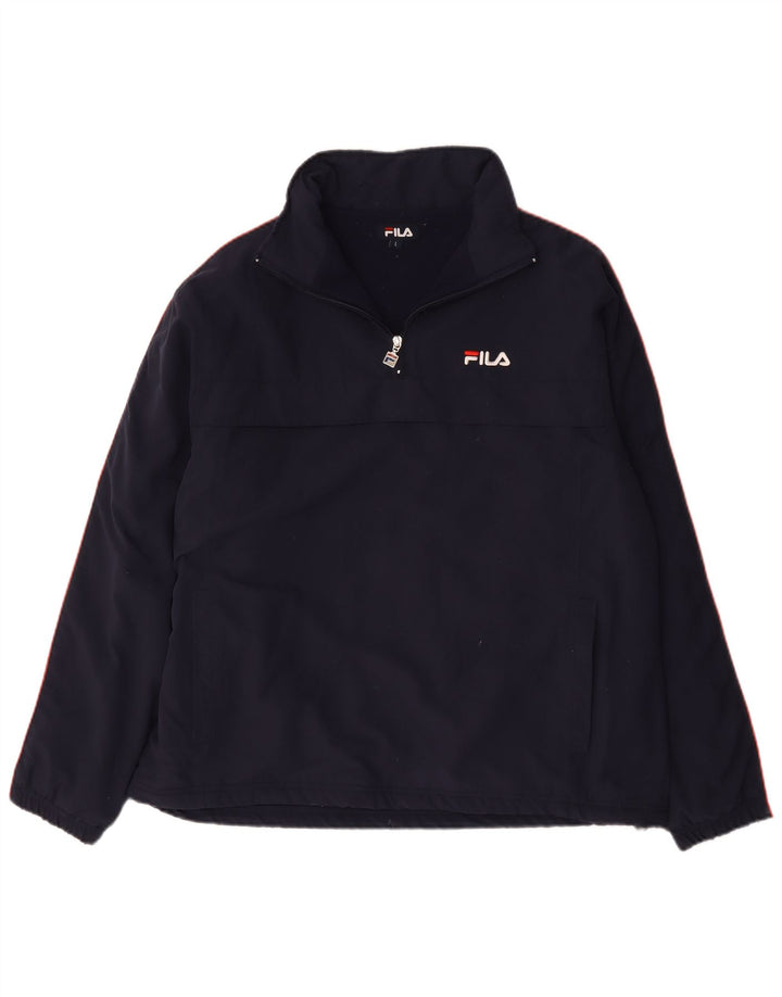 Pulover Fila pentru bărbați, cu fermoar, cu gât, poliester mare, albastru