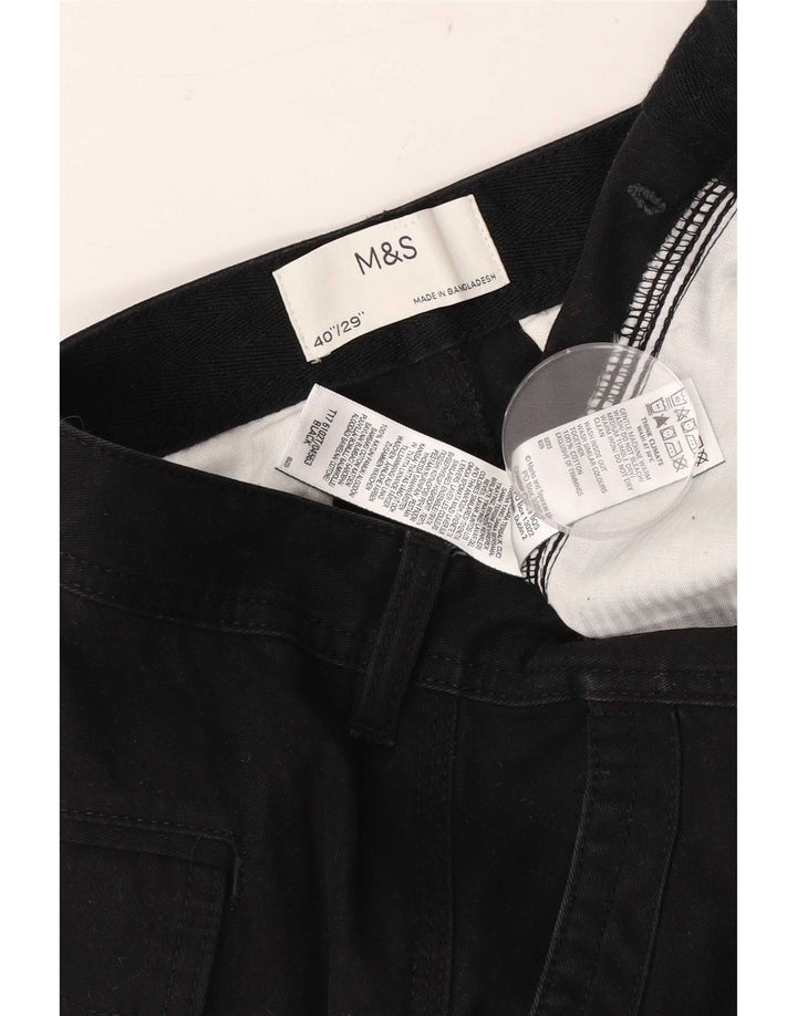 Pantaloni cargo subțiri pentru bărbați Marks & Spencer L40 L29 bumbac negru