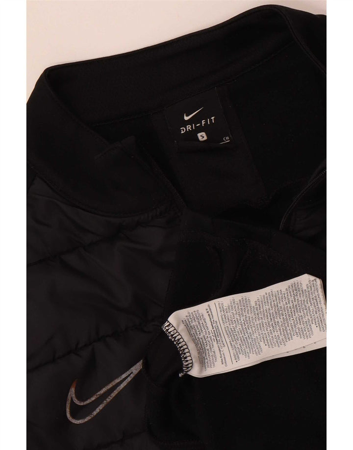 Top de trening pentru bărbați Dri Fit, cu fermoar și gât, negru, colorblock