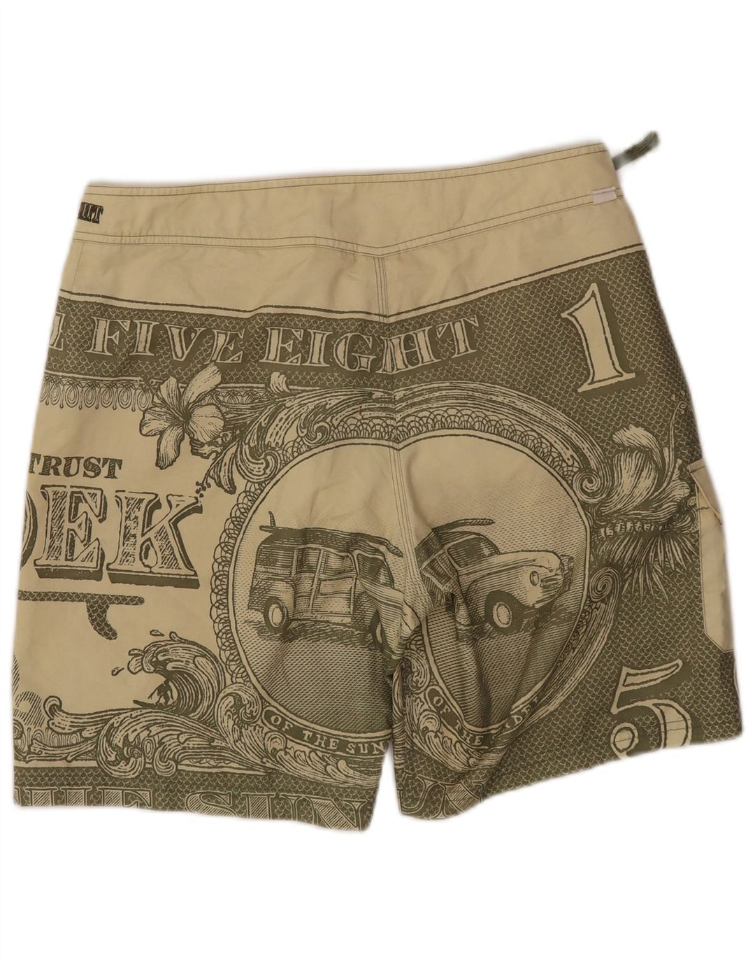 Pantaloni scurți de înot grafic SUNDEK pentru bărbați, poliester verde mediu