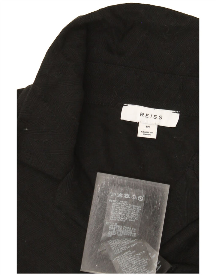 Cămașă Reiss pentru bărbați, bumbac geometric negru mediu