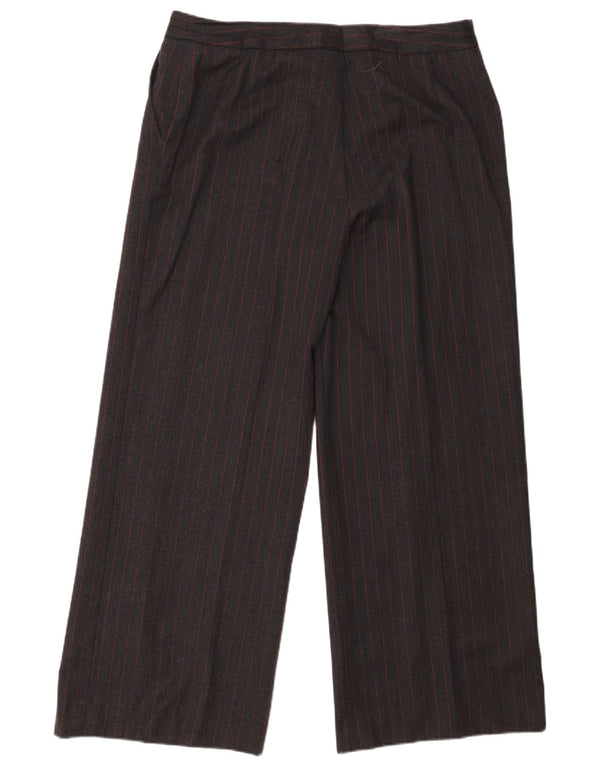 Jaeger Pantaloni casual pentru femei cu picioare largi UK 16 Large W36 L29 Gri cu dungi