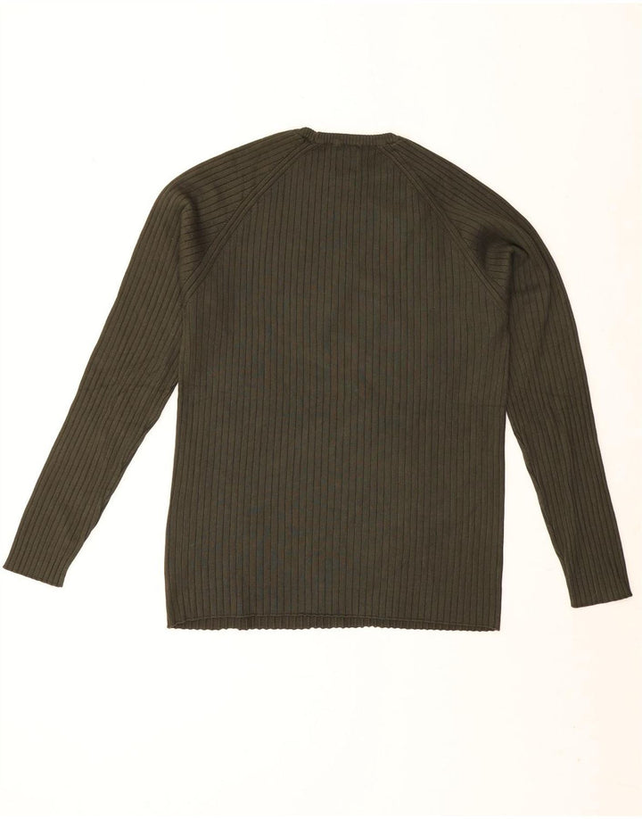 Pulover pentru bărbați Zara, cu decolteu rotund, viscoză kaki medie