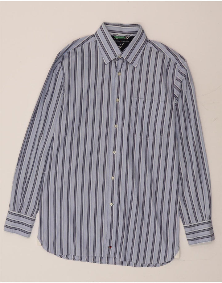 Cămașă Tommy Hilfiger pentru bărbați, bumbac cu dungi albastre medii