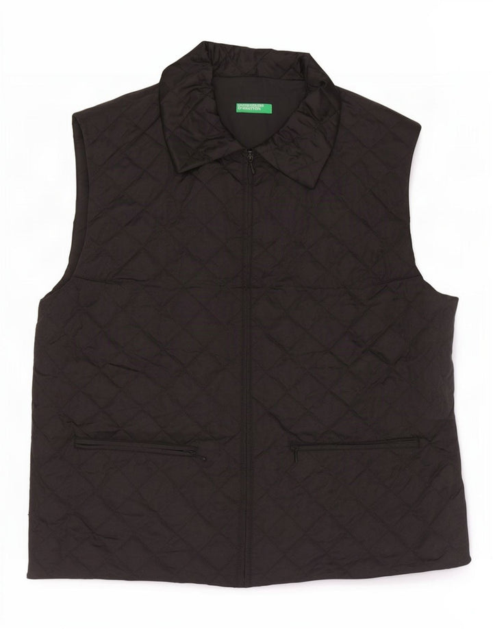 Gilet matlasat Benetton pentru femei UK 16, mare, negru, poliamidă