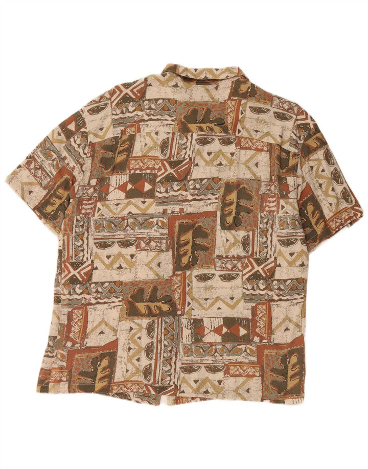 Cămașă cu mânecă scurtă pentru bărbați PULL & BEAR Mărimea 38 Medium Bej Patchwork