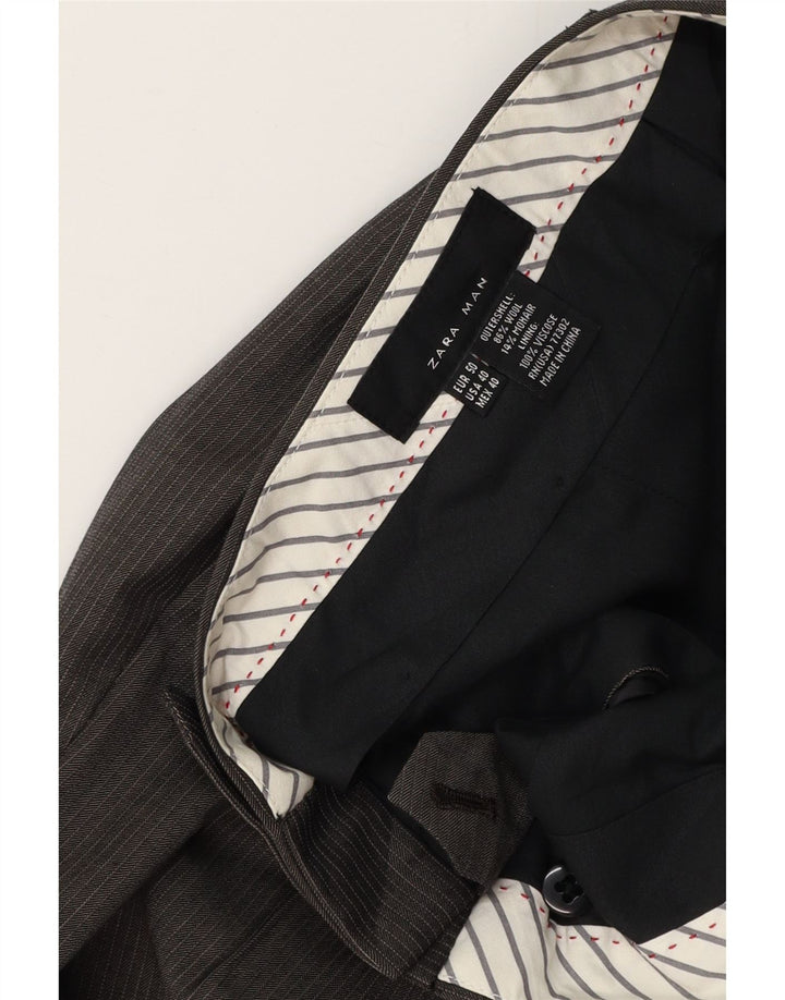 Pantaloni drepți ZARA pentru bărbați L32 L35 Lână cu dungi gri