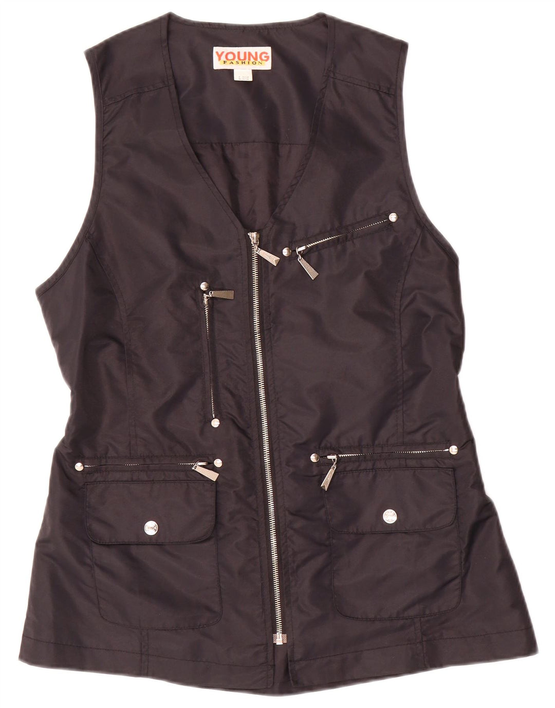 VINTAGE Gilet utilitar pentru femei UK 10/12 Poliamidă neagră medie